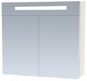 BRAUER 2.0 Spiegelkast - 80x70x15cm - verlichting geintegreerd - 2 links- en rechtsdraaiende spiegeldeuren - MDF - hoogglans wit 7206