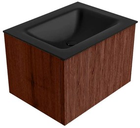 Mondiaz Kurve 60cm badmeubel ruby met 1 lade en wastafel cloud midden 1 kraangat urban