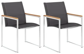 vidaXL Tuinstoelen 2 st textileen en roestvrij staal grijs