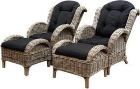 Showroommodel Naturel relax lounge balkonset 4-delig naturel rotan zwart