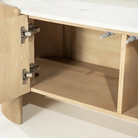 Eleonora Don Tv-meubel Eiken Met Wit Marmer 160 Cm - 165x45x50cm.