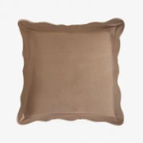 Vierkant Kussen 45x45 Cm Van Katoen Kovey Beige Tapioca - Bruine Praliné - Sklum