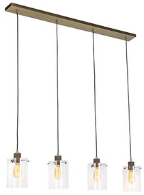 Scandinavische hanglamp brons met glas 4-lichts - Dome