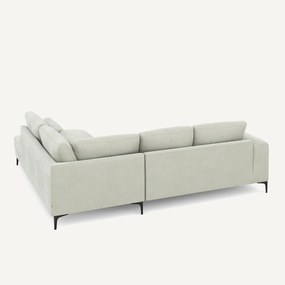 Linkse hoekbank met leuning in stonewashed fluweel Marsile