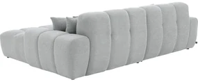 Goossens Excellent Bank Kubus - 40 X 40 Cm Stiksel lichtgrijs, stof, 1,5-zits, modern design met chaise longue rechts