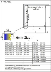 van Rijn ST02 hoekcabine 78x108cm met draaideur zwart