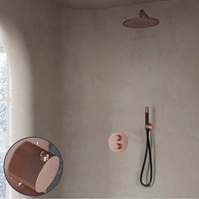 Saniclear Copper Stripes Pro inbouw regendouche rond met 30cm hoofddouche en muurarm geborsteld koper