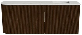 Mondiaz Joya DLux 100cm toiletmeubel ronding links walnut met wastafel faye rechts 1 kraangat opalo