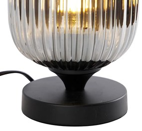 Art Deco tafellamp zwart met smoke glas - Banci Art Deco E27 rond Binnenverlichting Lamp