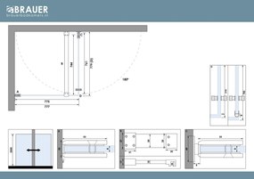 Brauer Void Carving profielloze douchecabine 80x80cm RVS geborsteld PVD