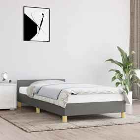 vidaXL Bedframe met hoofdeinde stof donkergrijs 90x200 cm