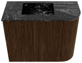 Mondiaz Joya DLux 50cm toiletmeubel ronding rechts walnut met wastafel faye links 1 kraangat lava