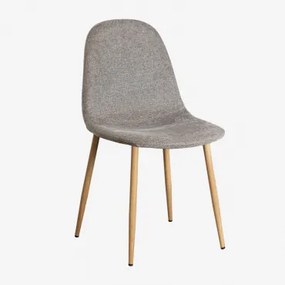 Pak 2 Glamm-eetkamerstoelen In Natuurlijk Hout & Stof Zandbruin & Tela - Sklum