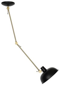 Retro plafondlamp zwart met brons - Milou