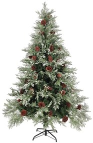 vidaXL Kerstboom met dennenappels 150 cm PVC en PE groen en wit