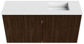 Mondiaz Joya 80cm toiletmeubel walnut met wastafel faye rechts 1 kraangat talc