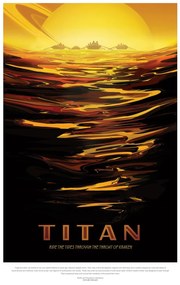 Ilustratie Titan (Retro Planet & Moon Poster) - Space Series (NASA), (26.7 x 40 cm)