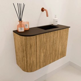 Mondiaz Joya 60cm toiletmeubel ronding links oak met wastafel faye rechts zonder kraangat urban