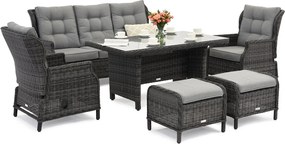 Malaga Apetito 5 antraciet tuinmeubelen met Garden Point poefs