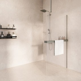 Saniclear Bright inloopdouche 100cm met handdoekhouder en helder glas RVS