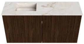 Mondiaz Joya DLux 80cm toiletmeubel walnut met wastafel faye links 1 kraangat frappe