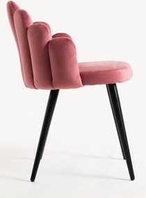 Set 4 Hand Fluwelen Stoelen Zwarte Poten