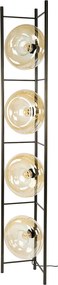 Bronze Vloerlamp Met Rond Beige Glas