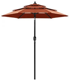 vidaXL Parasol 3-laags met aluminium paal 2 m terracottakleurig