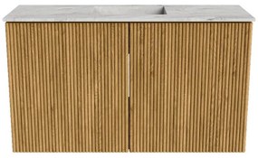 Mondiaz Joya DLux 70cm toiletmeubel oak met wastafel faye midden 1 kraangat glace