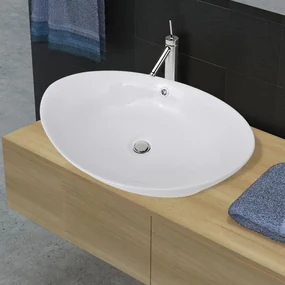 vidaXL Keramische wastafel ovaal  59 x 38,5 cm