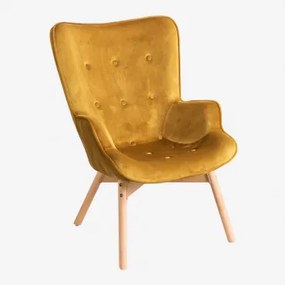 Fluwelen gestoffeerde fauteuil Morris Edition Mostaza - Sklum