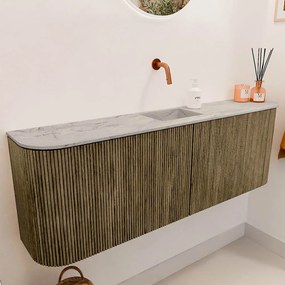 Mondiaz Joya DLux 125cm toiletmeubel ronding links/rechts dusk met wastafel faye midden zonder kraangat glace