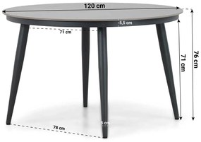 Tuinset Ronde Tuintafel 120 cm Aluminium/wicker Grijs 4 personen Coco Antoni/Vienna