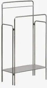 Staande Handdoekhouder Met Dubbele Stang Van Roestvrij Staal En Glas Idunai Geborsteld Roestvrij Staal - Sklum