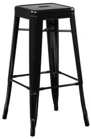 Stapelbare Set Van 4 Hoge Krukken Van Staal Lix Zwart & ↑75 Cm - Sklum