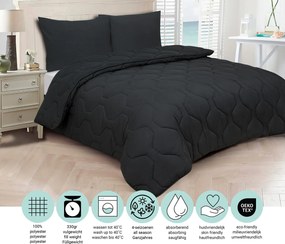 Dekbed 2 in 1 - Wasbaar dekbed zonder overtrek - 200x220 - zwart xl