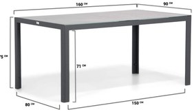 Tuinset 4 personen 160 cm Aluminium Grijs Santika Furniture Santika