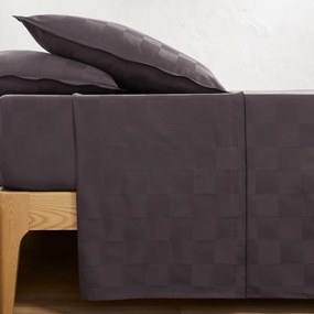 Plat laken in gewassen satijnkatoen, Victor, dambord motief