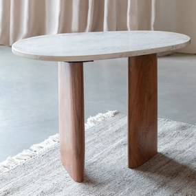 Marmeren Bijzettafel Organische Vorm - 56 X 37cm.