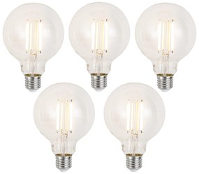 Set van 5 Smart E27 dimbare LED lampen G95 helder 7W 806 lm 2700-6500K