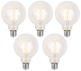 Set van 5 Smart E27 dimbare LED lampen G95 helder 7W 806 lm 2700-6500K