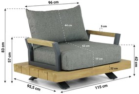 Tuinstoel Aluminium/teak Taupe-naturel-bruin Santika Supreme