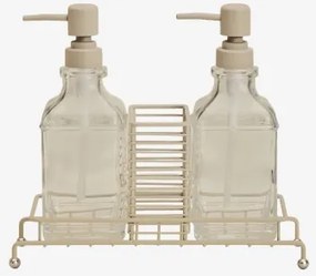 Dubbele Zeepdispenser Voor De Keuken Van Ijzer En Glas Darcei Tapioca Beige - Sklum