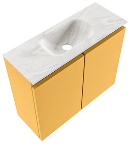 Mondiaz Ture DLux toiletmeubel 60cm ocher met wastafel ostra midden met kraangat