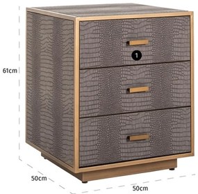 Richmond Interiors Classio Nachtkastje Slangenleer Met Goud - 50x50x61cm.