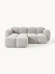 Modulaire bank Tayla (3-zits) van bouclé met poef (links/rechts)