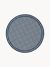 Ronde outdoor dubbelzijdig vloerkleed Reddy met ruitjesmotief