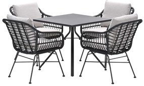 Garden Impressions Lucas tuinset zwart 5-delig - Rimini tuintafel 80x80 cm