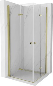 Mexen Lima Duo opvouwbare douchecabine 80 x 80 cm, transparant, goud - 856-080-080-50-00-02