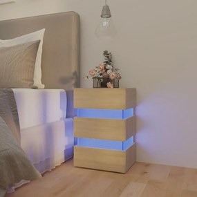 vidaXL Nachtkastje LED 45x35x67 cm spaanplaat sonoma eikenkleurig